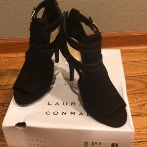 Women’s black open toe heels